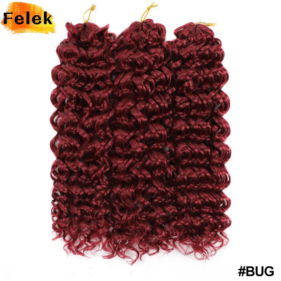 Six bundles of 18-inch GoGo Curl braided hair extensions for women, featuring natural black color and textured spiral design.