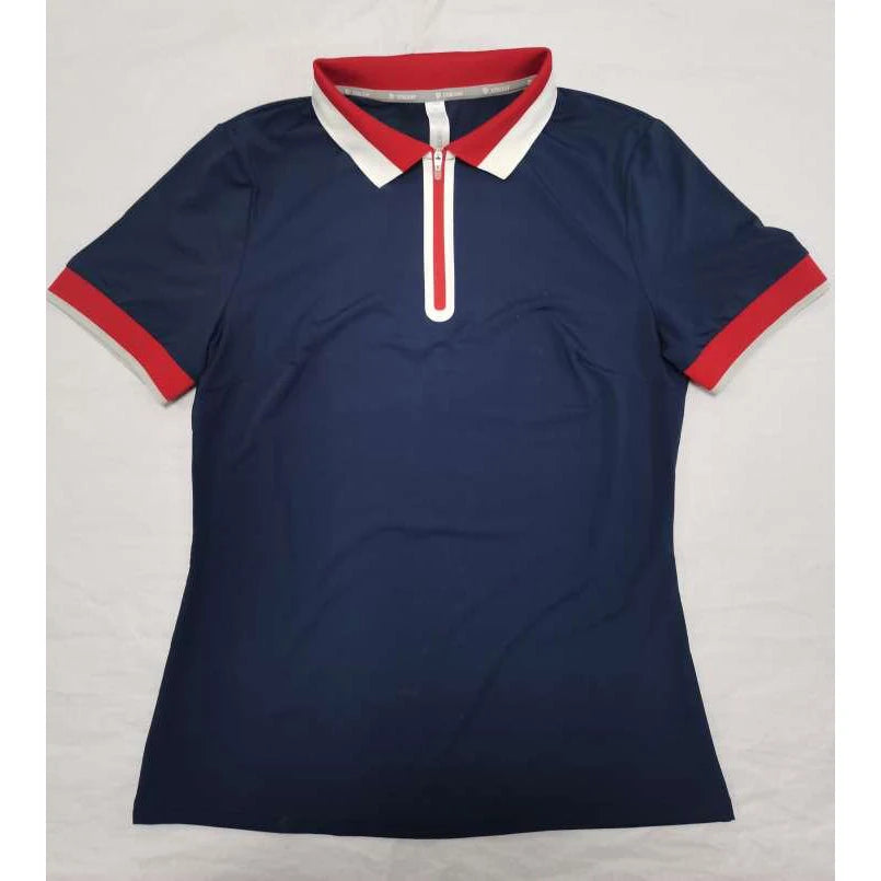Red summer college girl outfit for women featuring a polo shirt, size XXXL, by Corporación Turística.