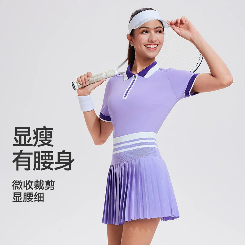 Red women's summer schoolgirl polo set by Corporación Turística, includes a fitted polo shirt and matching shorts.
