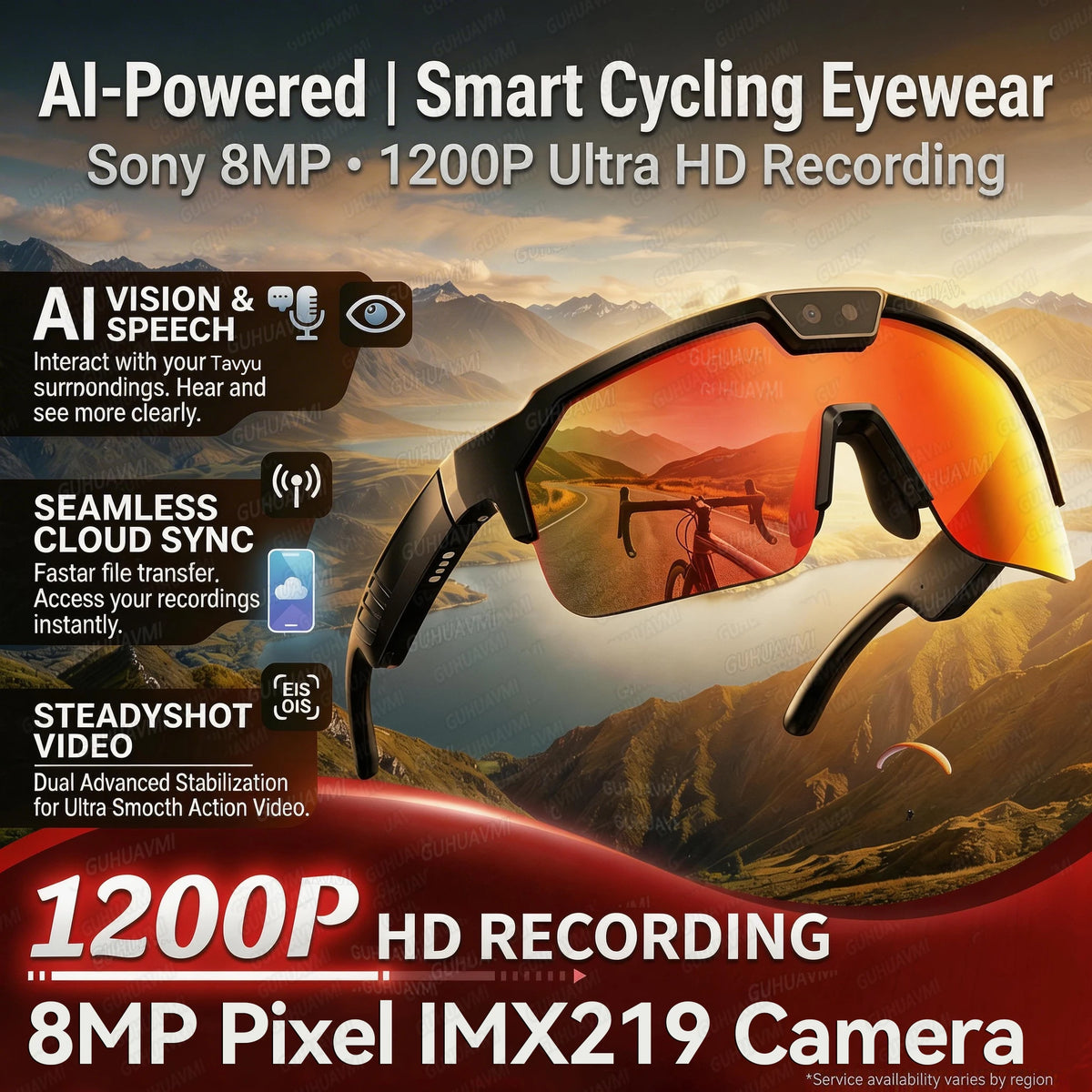 Nuevas Gafas Inteligentes con IA 2026 de Corporación Turística, con cámara 1200P y grabación 4K, en uso frente a un fondo marino profundo.