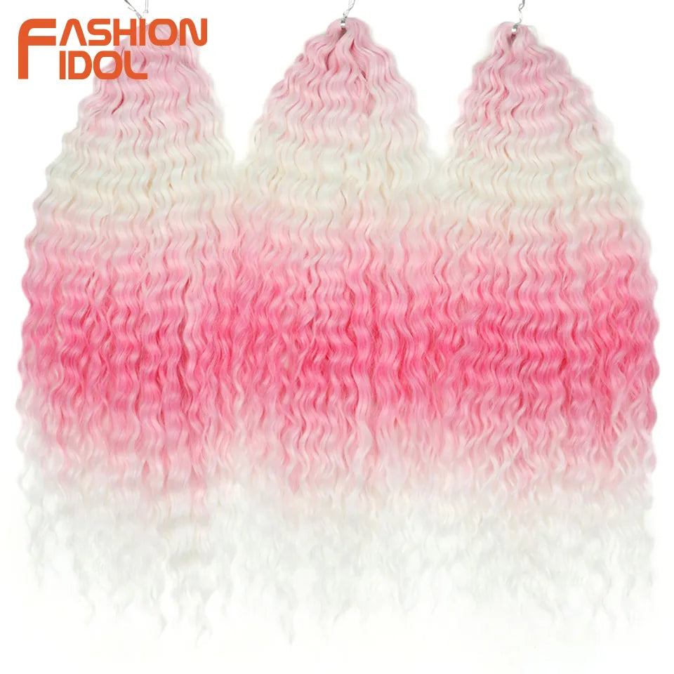 Synthetic hair extensions by Fashion Idol, 24 inches long, 300g, in natural style, displayed on a white background.