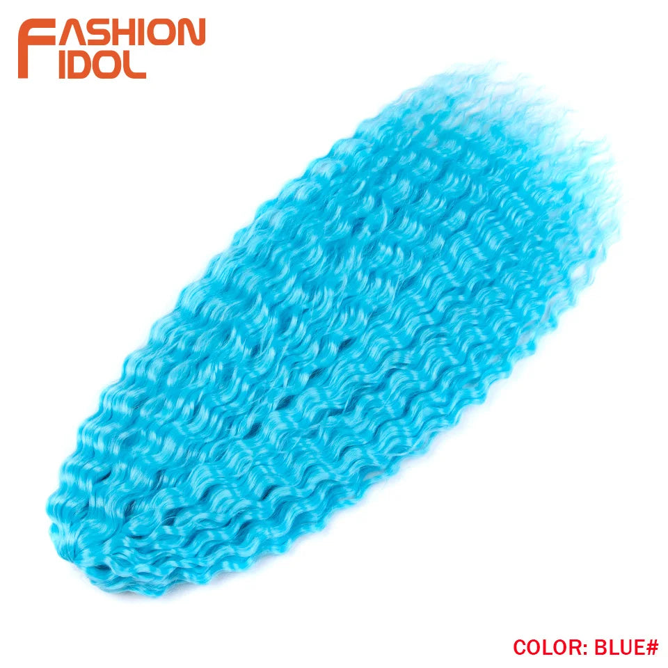 Synthetic hair extensions by Fashion Idol, 24 inches long, 300g, styled with natural-looking synthetic hair in a vibrant color.