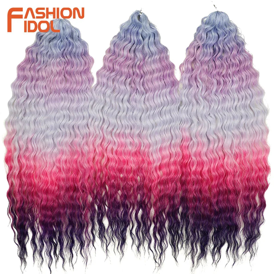 Synthetic hair extensions by Fashion Idol, 24-inch long, 300g, in natural hair color, styled with smooth, flowing strands.