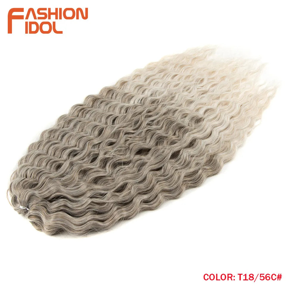Synthetic hair extensions by Fashion Idol, 24 inches long, 300g, with natural-style synthetic hair in a sleek, shiny black color.
