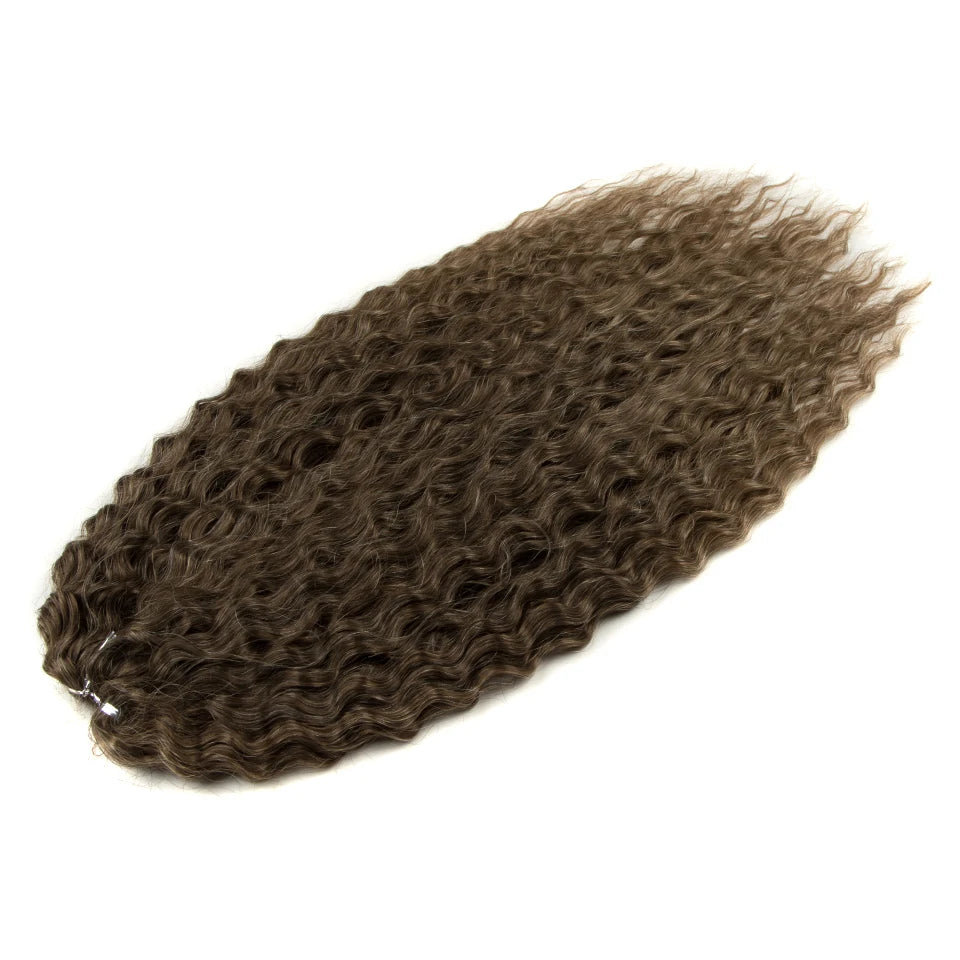 Synthetic hair extensions by Fashion Idol, 24 inches long, 300g, in natural hair color, shown in a close-up image.