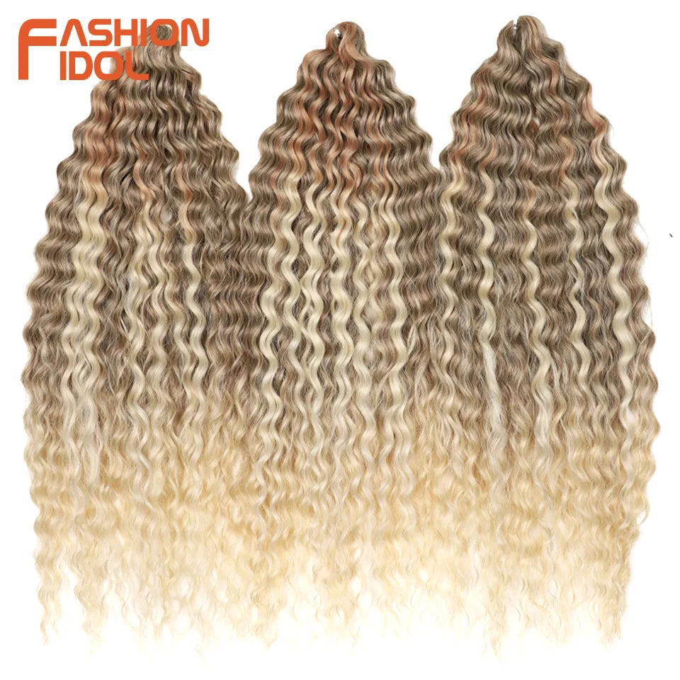 Synthetic hair extensions by Fashion Idol, 24 inches long, 300g, featuring shiny, natural-looking hair in a vibrant color.