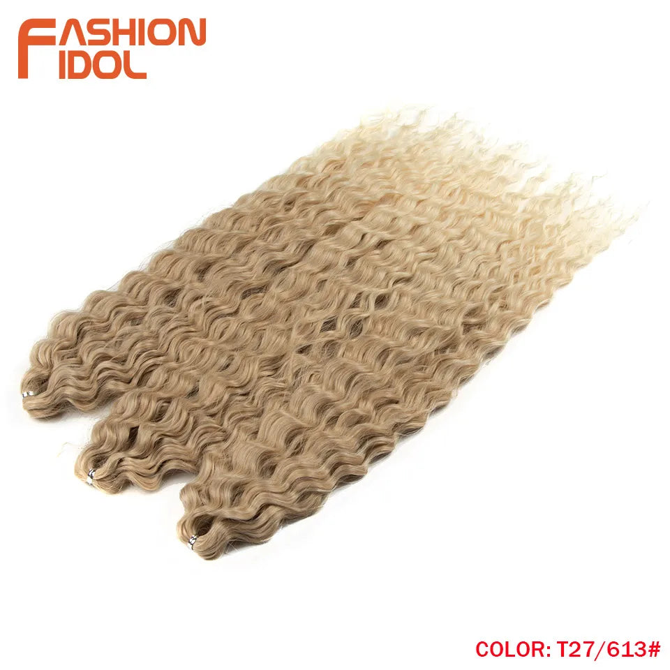 Synthetic hair extensions by Fashion Idol, 24 inches long, 300g, in natural hair color, displayed in a close-up image.