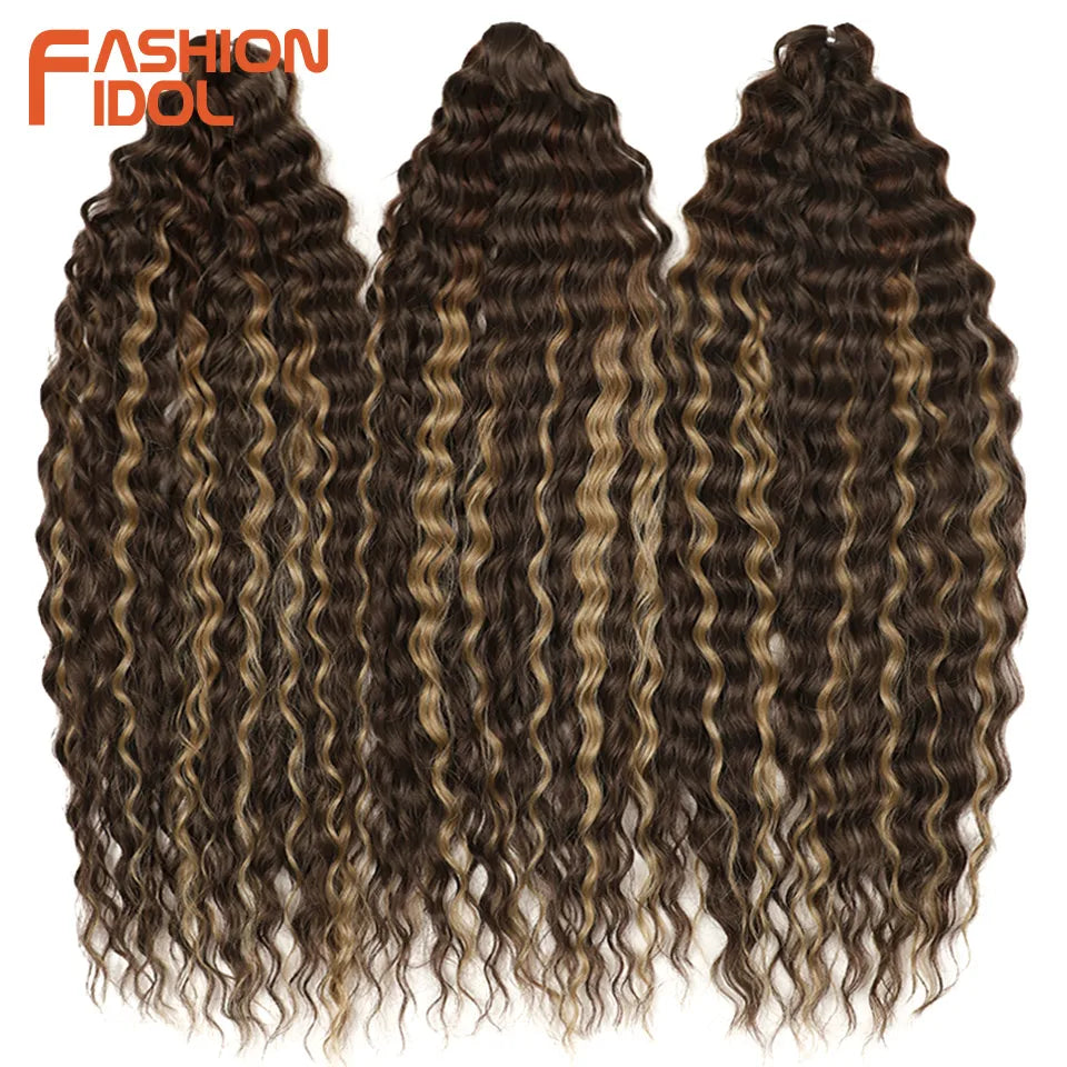 Synthetic hair extensions by Fashion Idol, 24 inches long, 300g, featuring natural-style synthetic hair in a sleek, shiny finish.