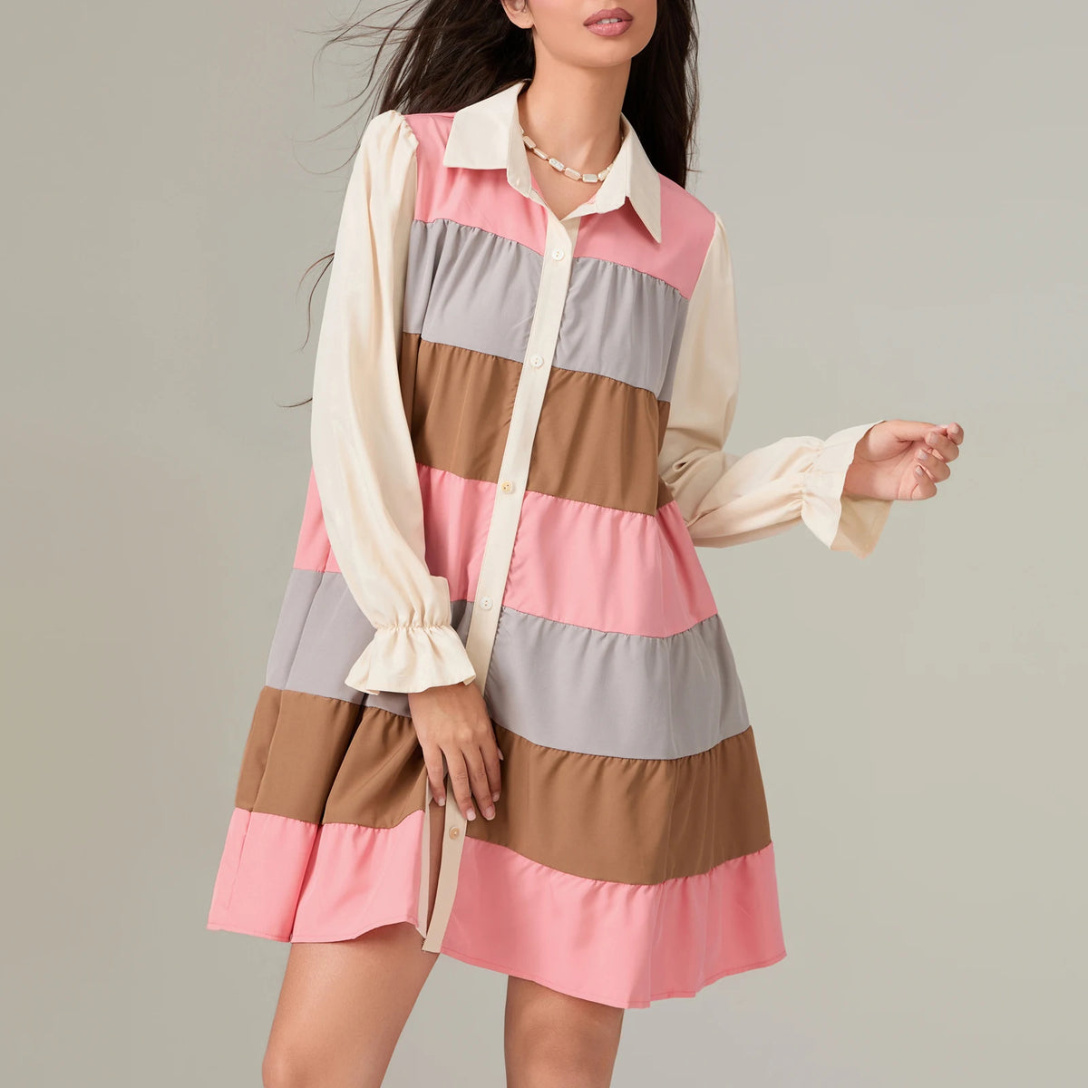 Green plaid women's minivestido camisero from Corporación Turística featuring a button-up design and casual fit.