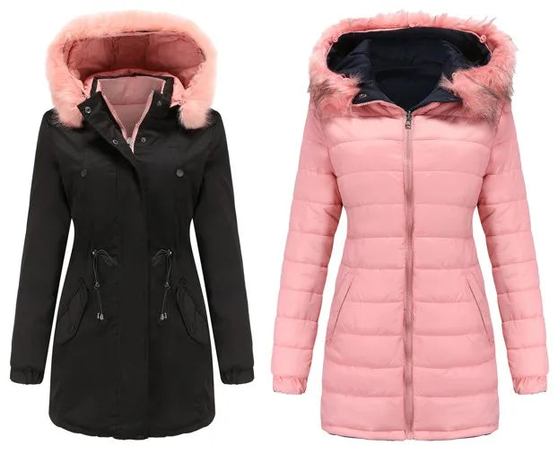 Green reversible women's winter jacket by KIDCRKJ, featuring a double-faced design and military style, from Corporación Turística.