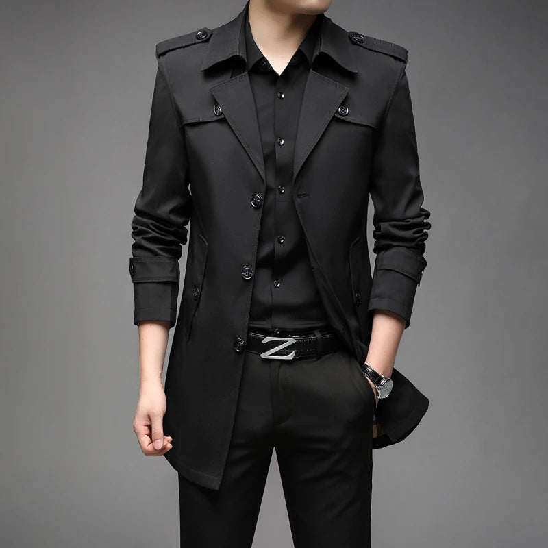 Men's primavera green military-style long gabardina jacket by Corporación Turística, in size XXXL, displayed on a hanger.