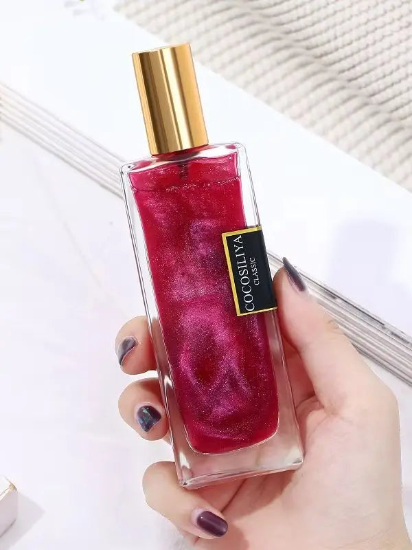 50ml Berlin Girl Women Shimmer Quicksand Eau de Parfum bottle by Corporación Turística, with a sleek design and shimmering accents.