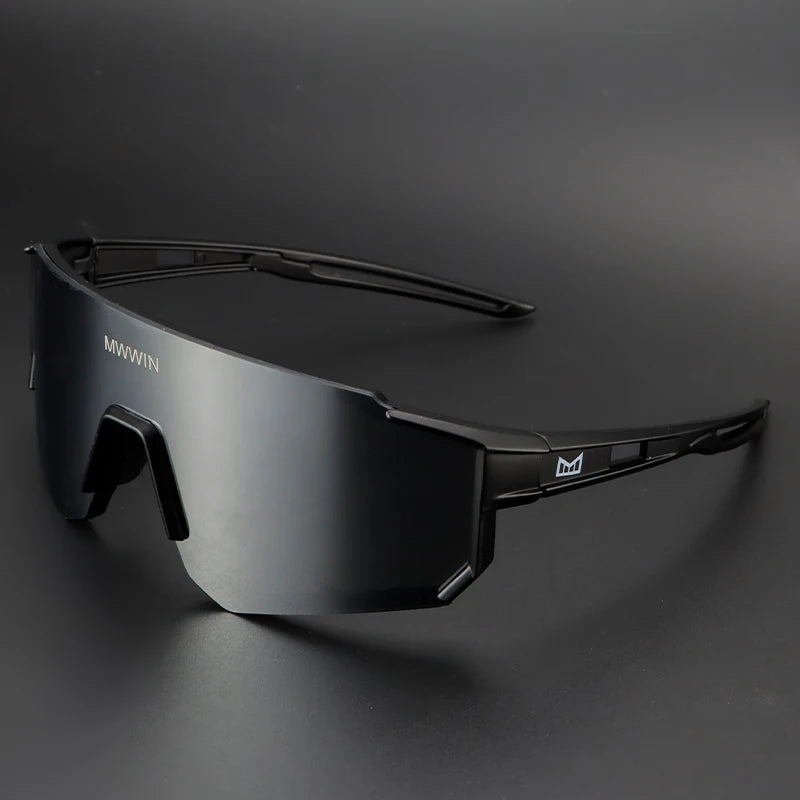 Stylish MWWIN cycling sunglasses for men with sporty black frames and tinted lenses, perfect for outdoor riding.