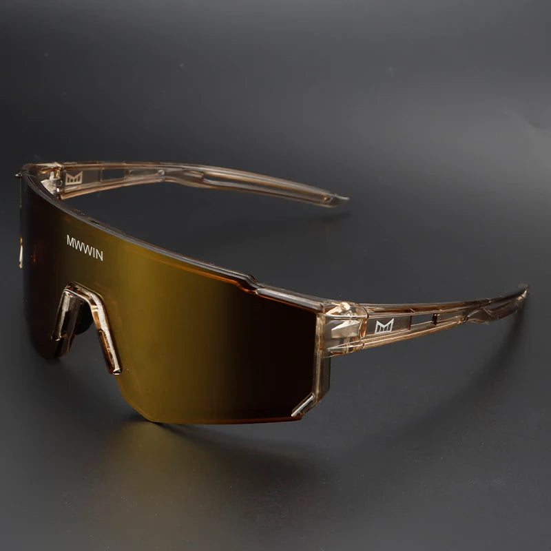 Stylish MWWIN men's cycling sunglasses with sporty black frames and tinted lenses, perfect for outdoor cycling.