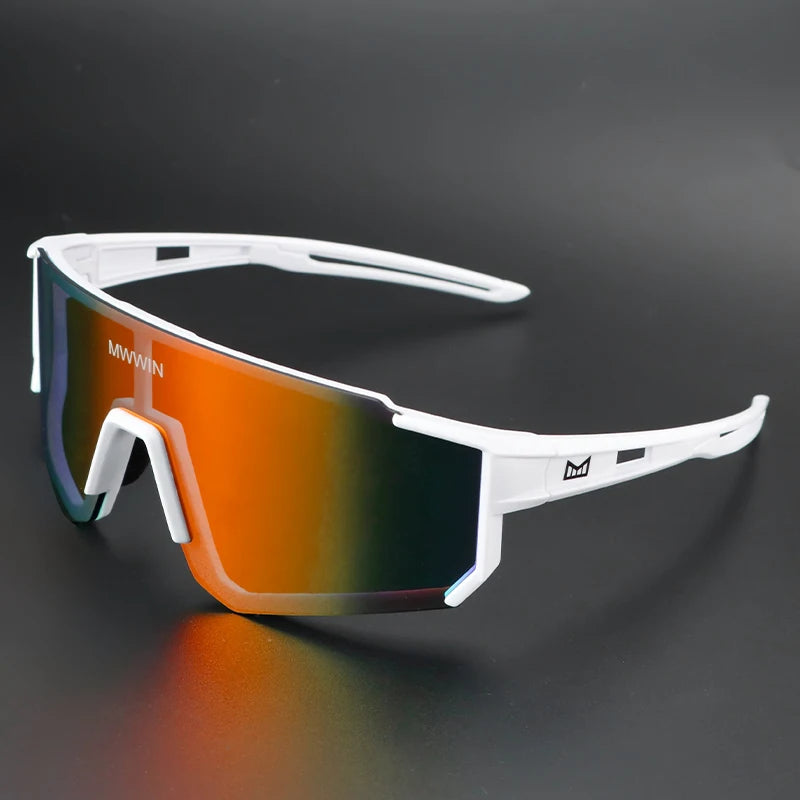 Stylish MWWIN cycling sunglasses for men with UV protection, featuring a sporty design and durable frame for outdoor biking.
