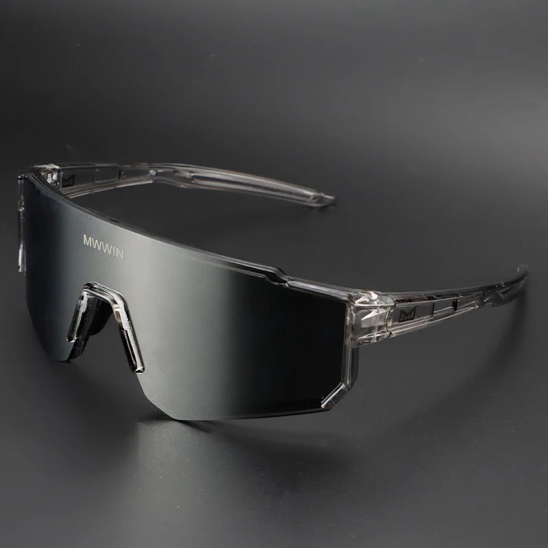 Stylish MWWIN cycling sunglasses for men with black frames and tinted lenses, designed for outdoor sports and active wear.
