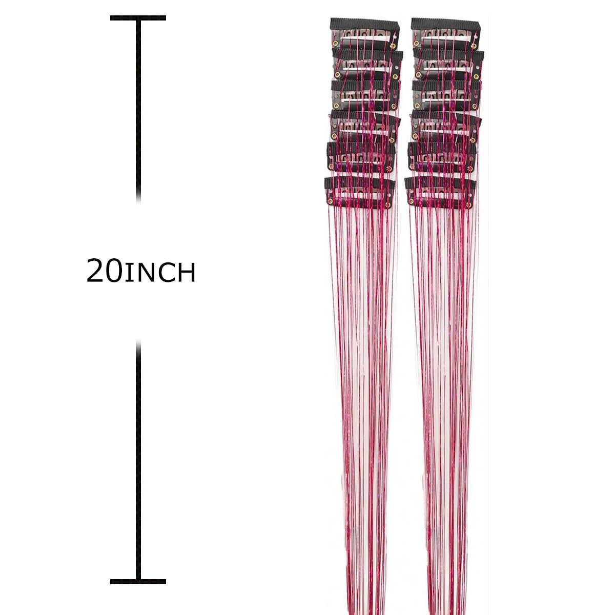 12 uds. de oropel de pelo sintético con clip, en color blanco, ideal para disfraces y accesorios decorativos.