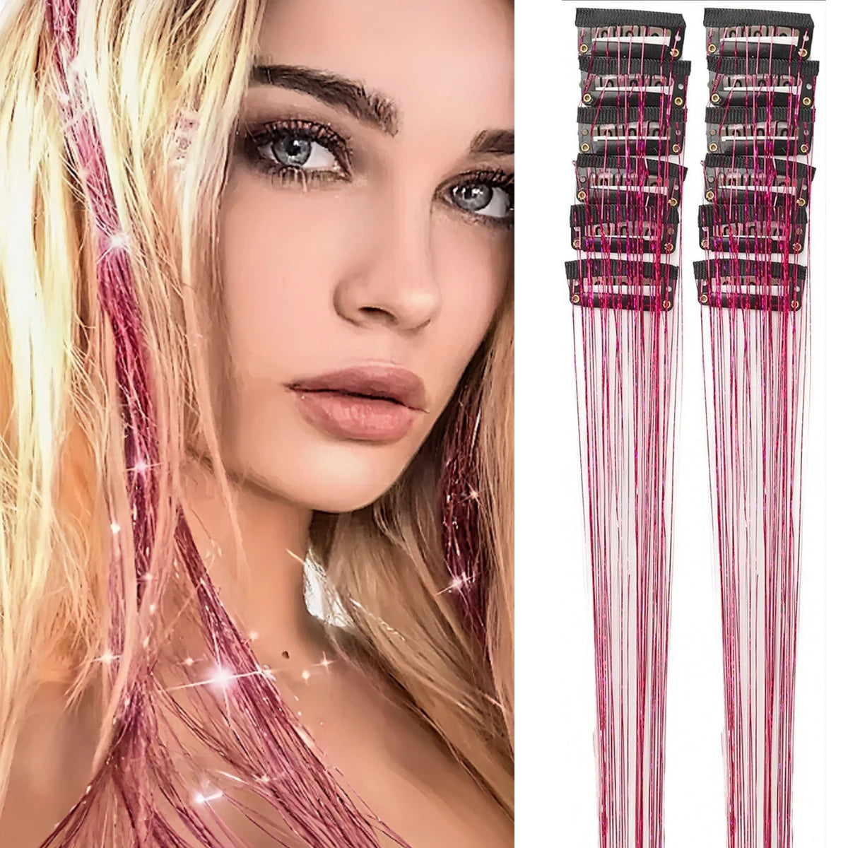 Set of 12 synthetic hair clip-on hair ornaments with pearl-like decorative oropel, white color, from Corporación Turística.