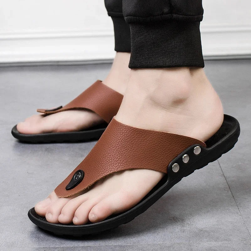 White YRZL men's summer slides or flip-flops with open-toe design from Corporación Turística, featuring a casual and comfortable look.