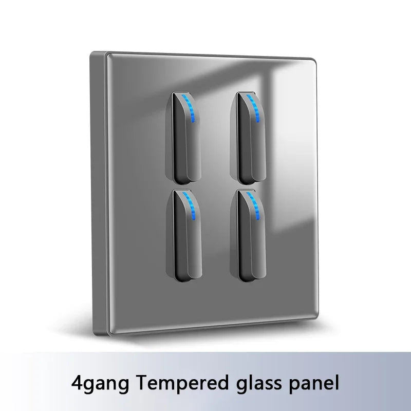 White 4-gang 2-way wall switch panel by Corporación Turística showing multiple internal light switch controls.