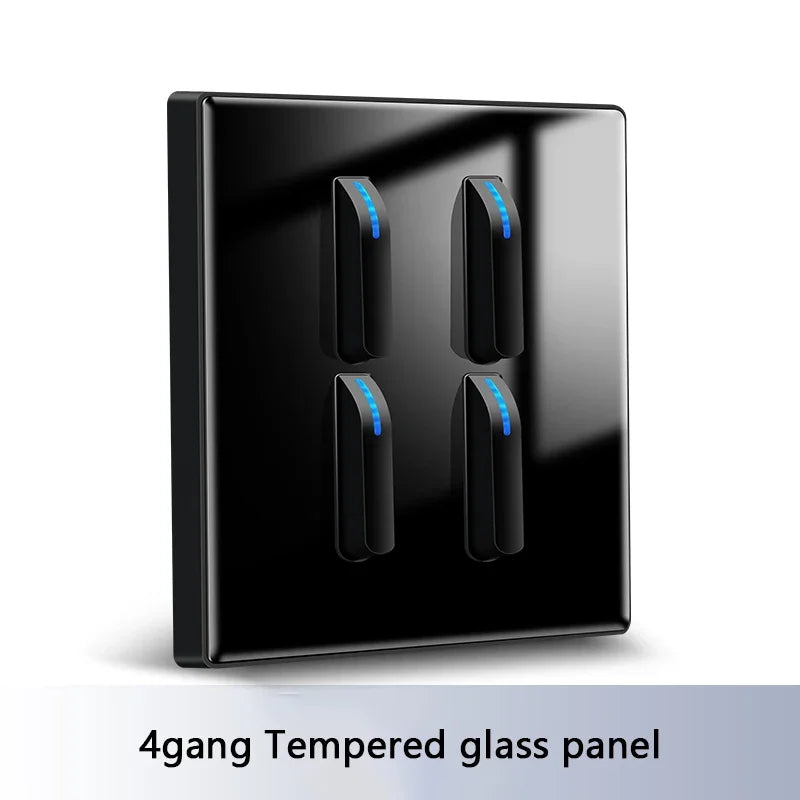 White 4-gang 2-way wall light switch panel by Corporación Turística, with internal switches for home lighting control.