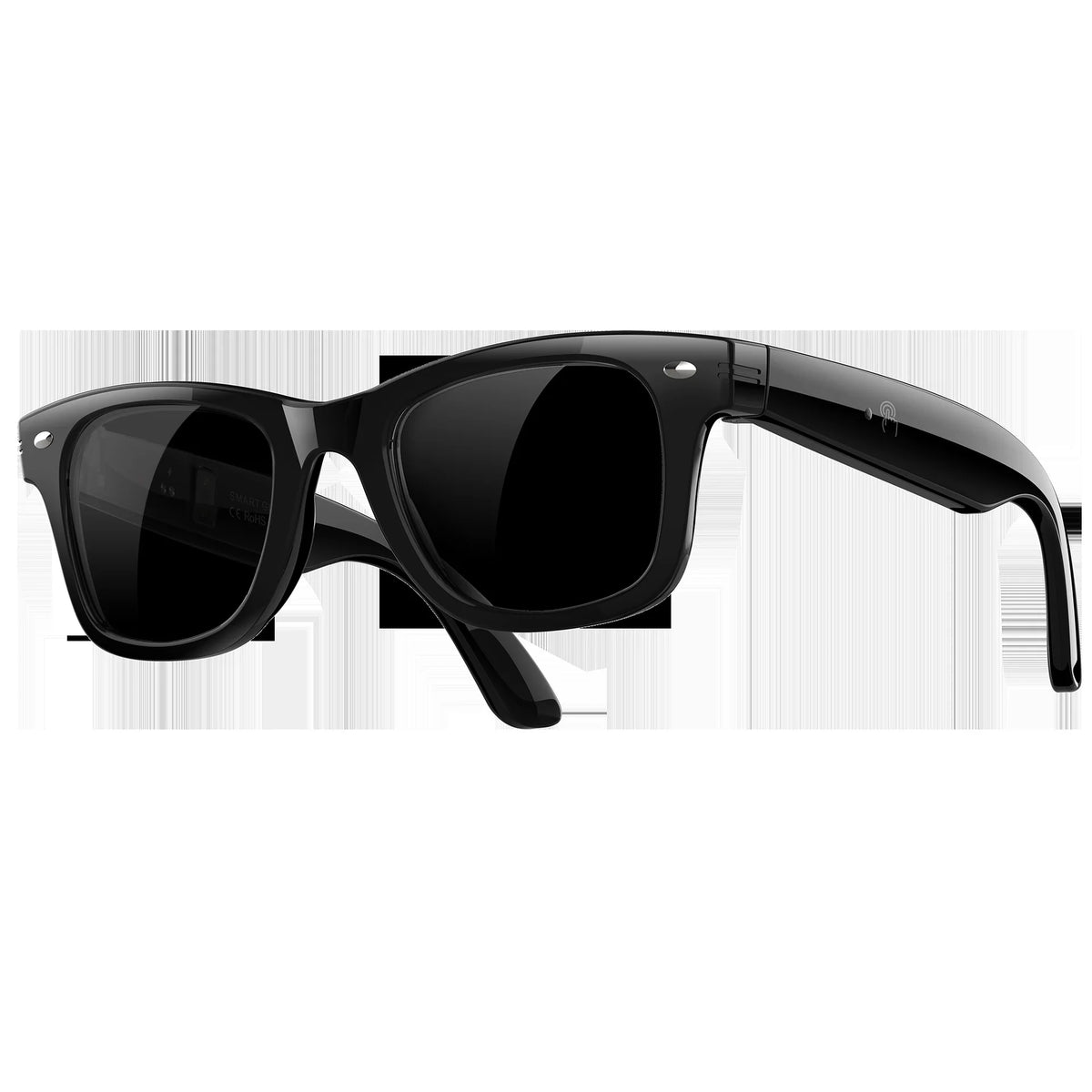 White Echowear smart glasses with UV monitoring and frequency tracking, designed for health and fitness by Corporación Turística.