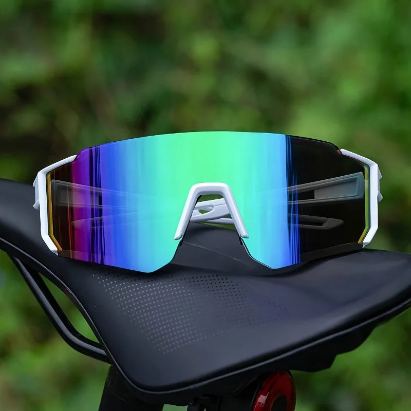 Lightweight men's fashion glasses with large white-green frame from Corporación Turística, stylish and comfortable for everyday wear.