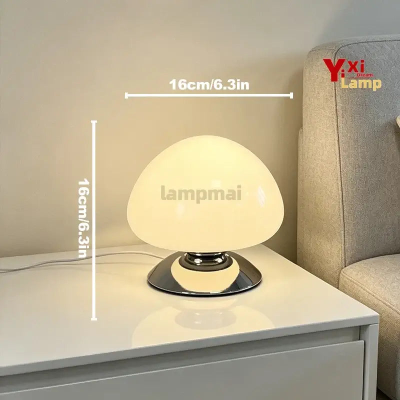 Murano crystal table lamp with a round disco shape, white glass base, and elegant design for stylish home lighting.