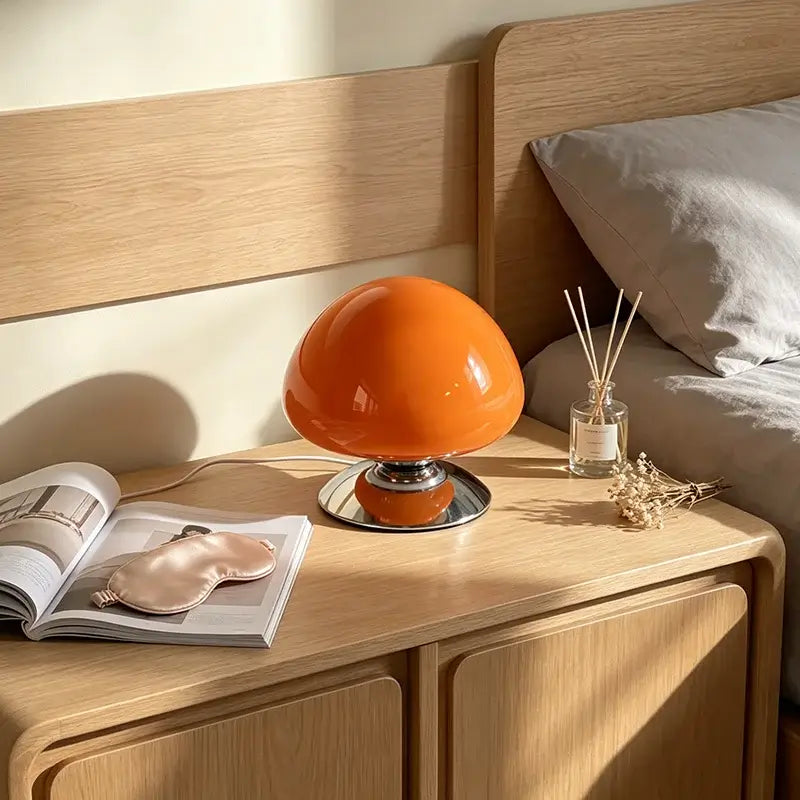 Murano crystal table lamp with a round disc shape, featuring a sleek white glass base and elegant design.