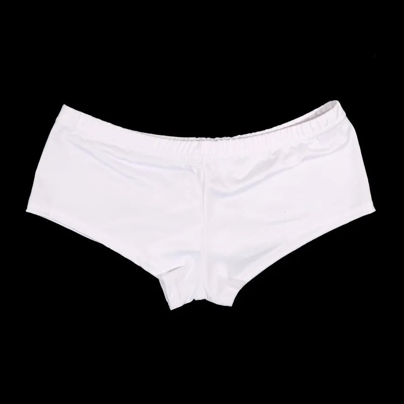 White high-waisted women's athletic shorts by Corporación Turística, made for comfortable activewear and casual wear.