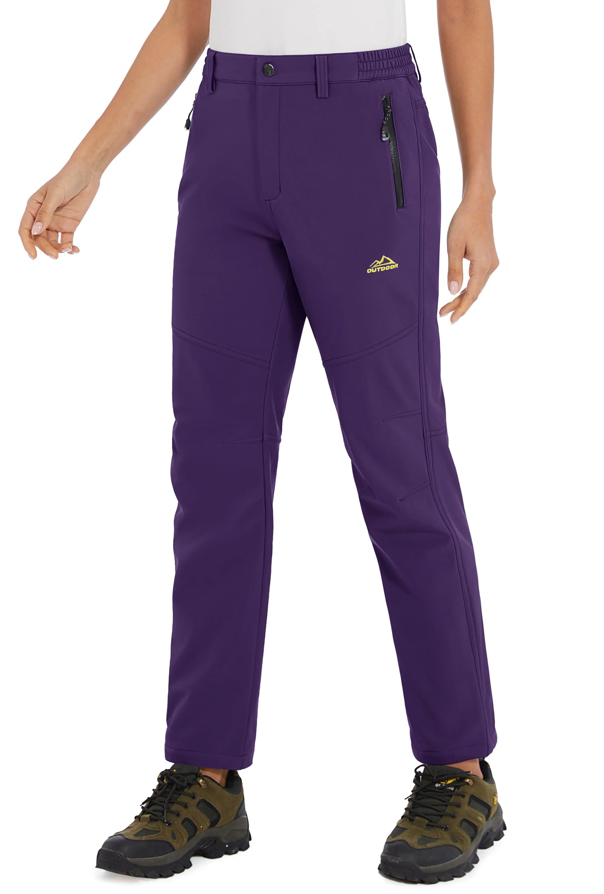 White women's winter waterproof pants by TACVASEN, featuring insulated, durable fabric for cold weather outdoor activities.
