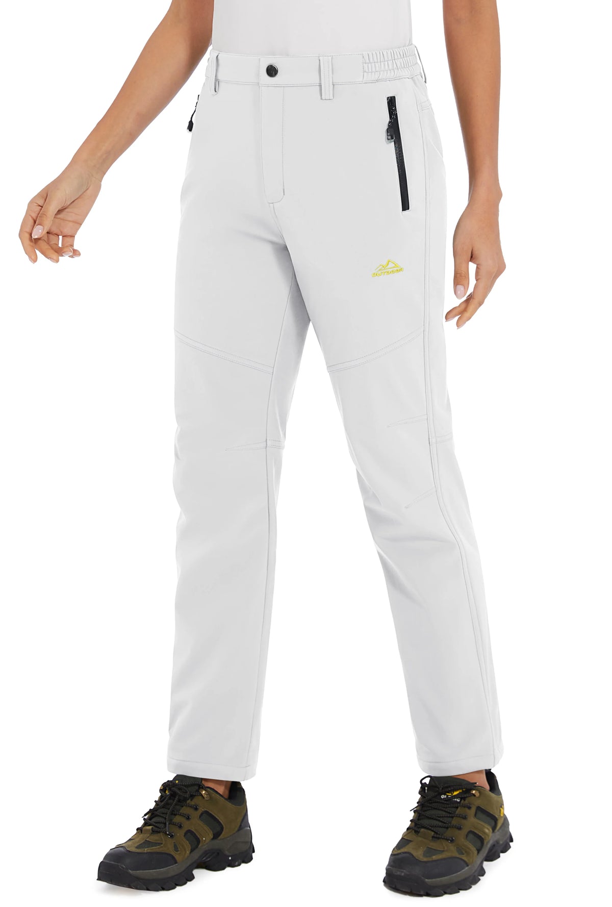 Women's winter waterproof pants by Tacvasen, white, insulated outdoor trousers with durable waterproof fabric for cold weather.