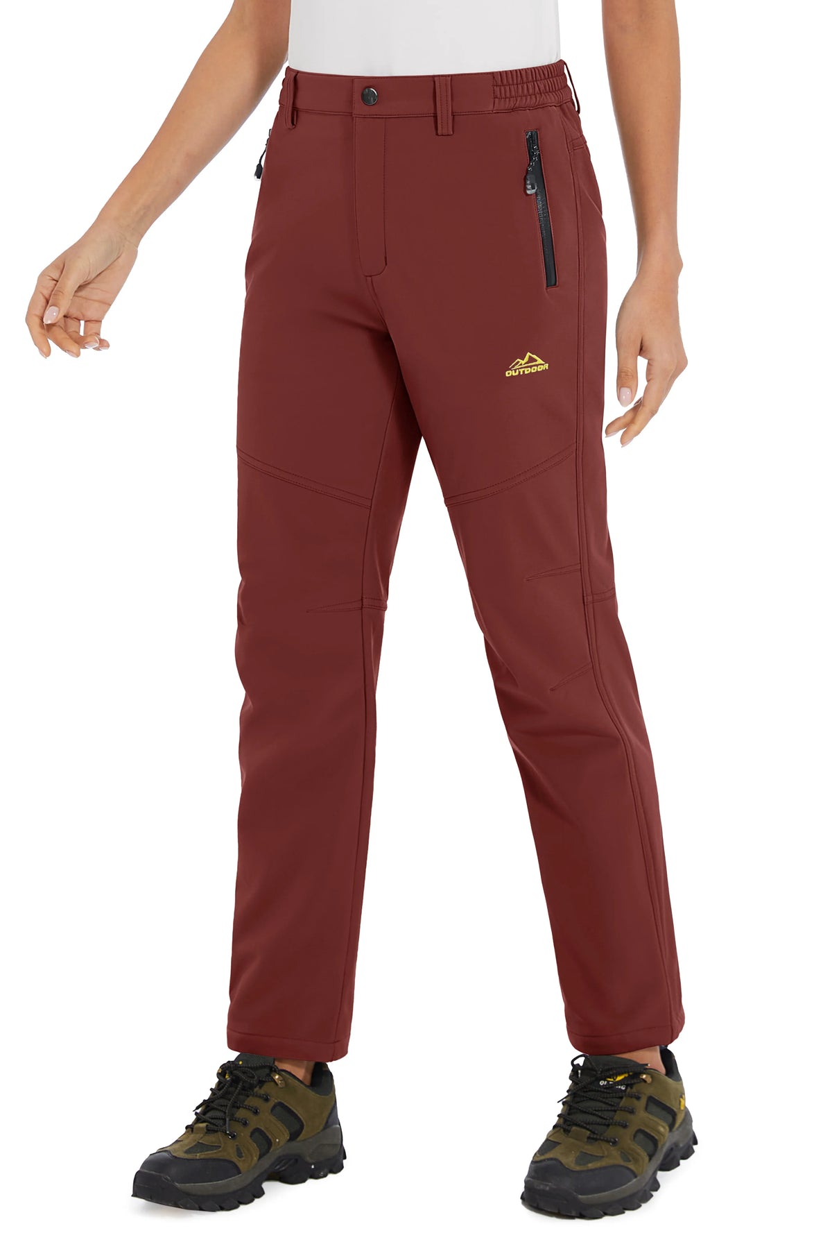 White women's winter waterproof pants by TACVASEN, featuring durable, waterproof fabric and a comfortable fit for outdoor activities.