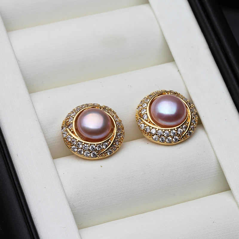 White freshwater pearl earrings for women, elegant jewelry featuring natural water pearl pendants from Corporación Turística.