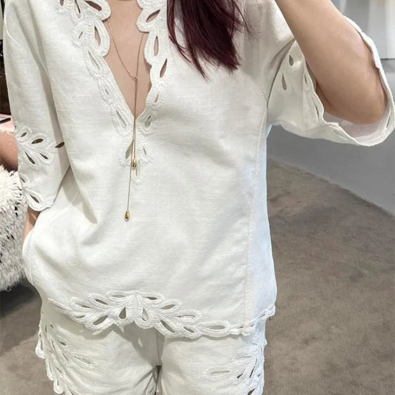 White summer crochet dress for women, stylish new fashion design by Corporación Turística.