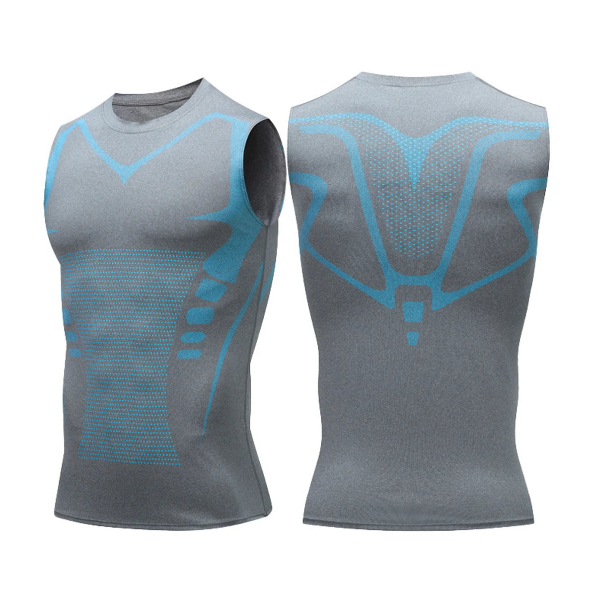 White men's compression sleeveless shirt by Corporación Turística, showing the fitted design and breathable fabric.