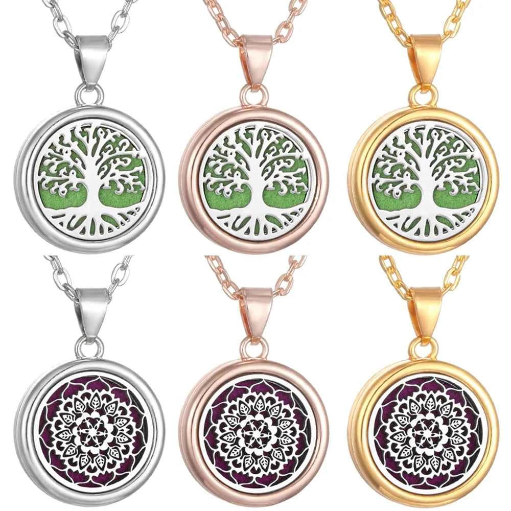 Aromatherapy diffuser collar featuring a Nueva flor árbol de la vida design by Corporación Turística, with intricate floral details.