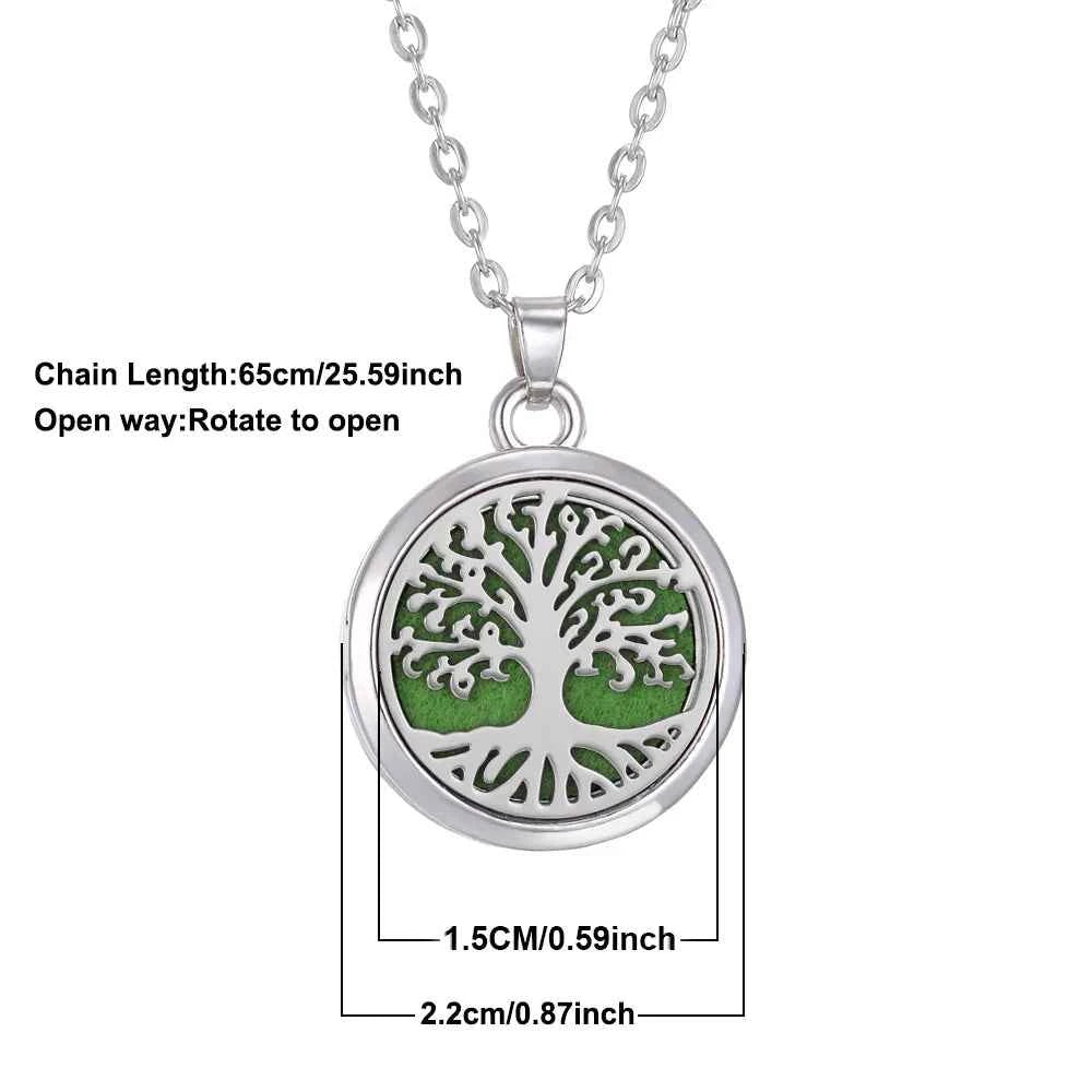 Aromatherapy diffuser collar featuring the Nueva Flor Árbol de la Vida design by Corporación Turística, with intricate floral and tree patterns.