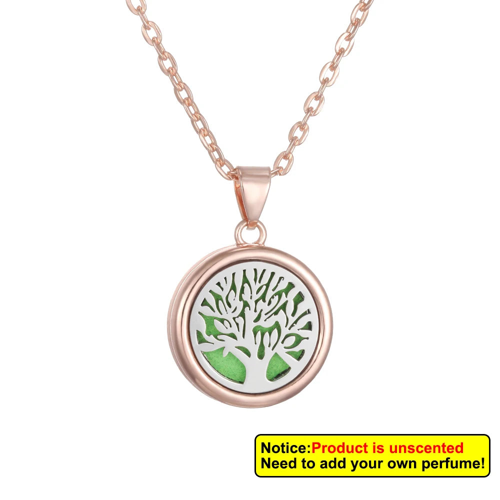 Aromatherapy diffuser collar with floral tree of life design by Corporación Turística, featuring a decorative pendant for essential oils.