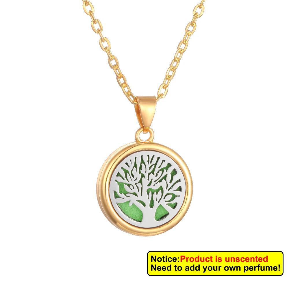 Aromatherapy diffuser collar featuring a Nueva Flor Árbol de la Vida design by Corporación Turística, with intricate floral and tree motifs.