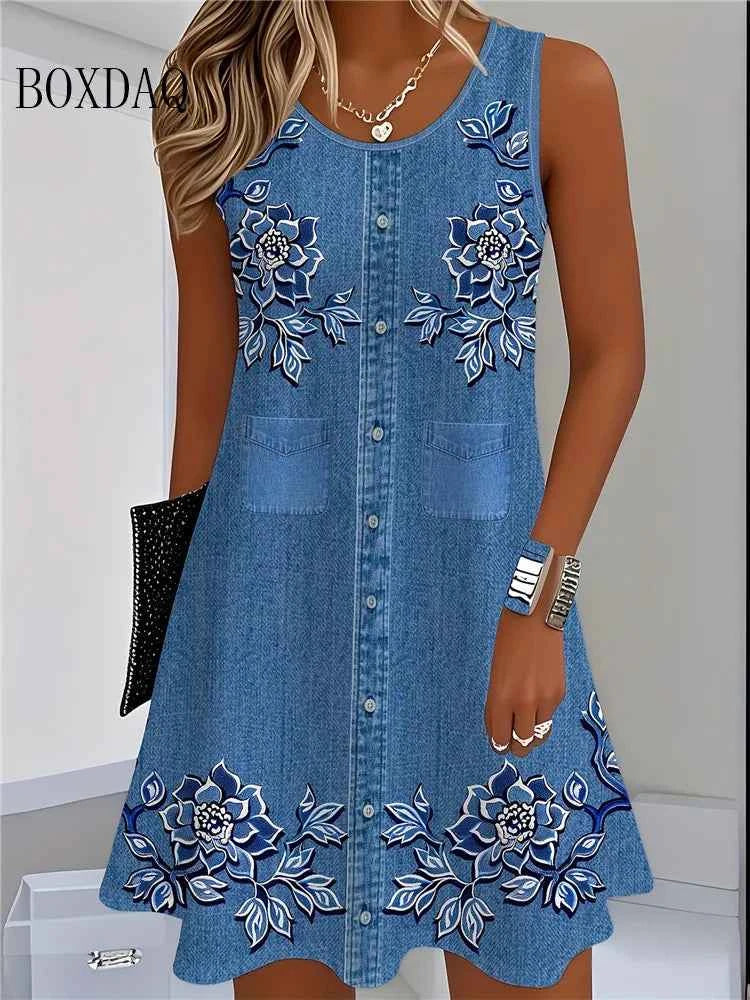 Bohemian sleeveless summer dress for women by Corporación Turística, stylish and lightweight for warm weather.