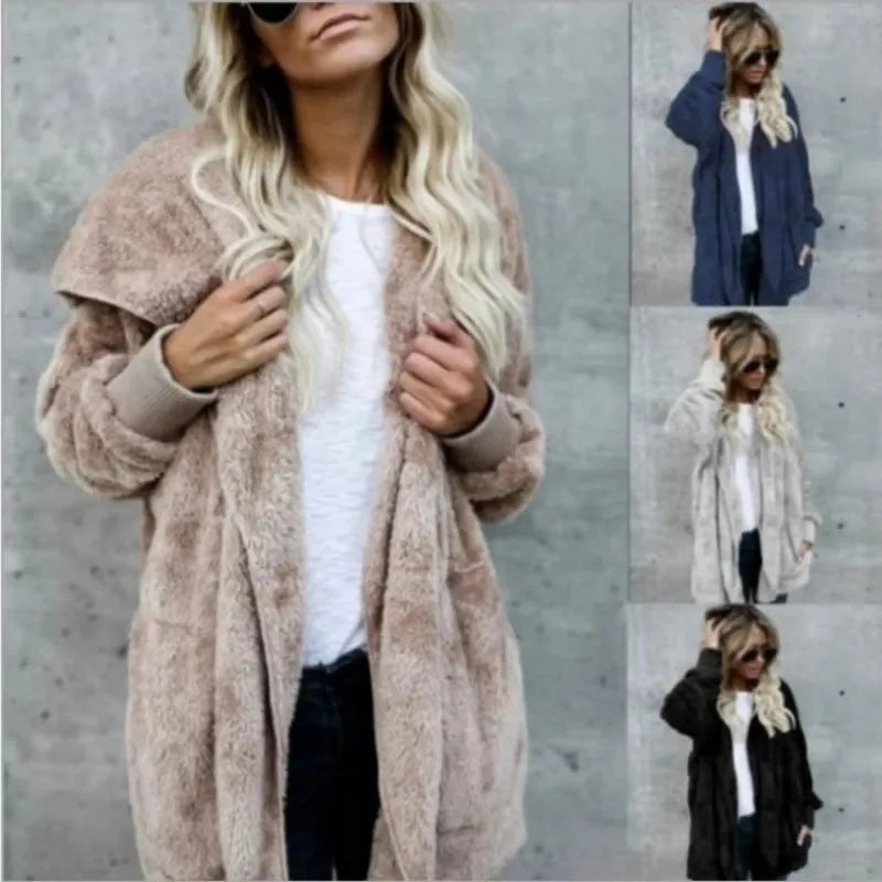 Long pink wool cardigan from Corporación Turística featuring 12 colorful options, perfect for autumn, shown in a cozy, layered style.