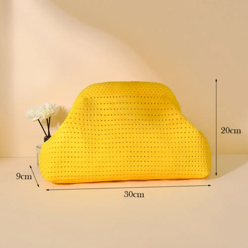 Yellow women's beach clutch bag by Corporación Turística with a simple, solid color design, suitable for casual summer outings.