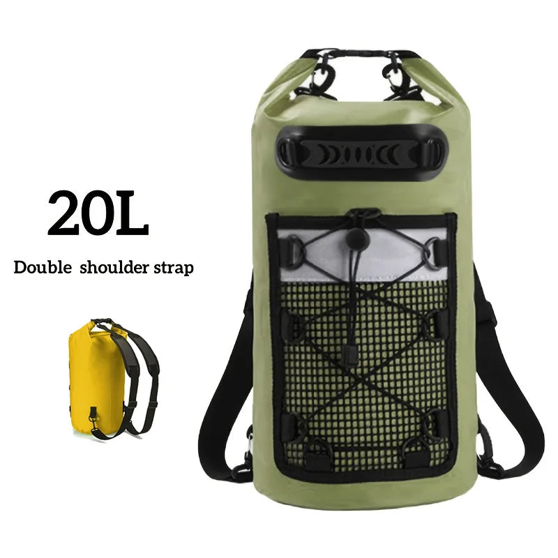 PVC swimming gear set with dry backpack for women by Corporación Turística, includes swim package and waterproof backpack.