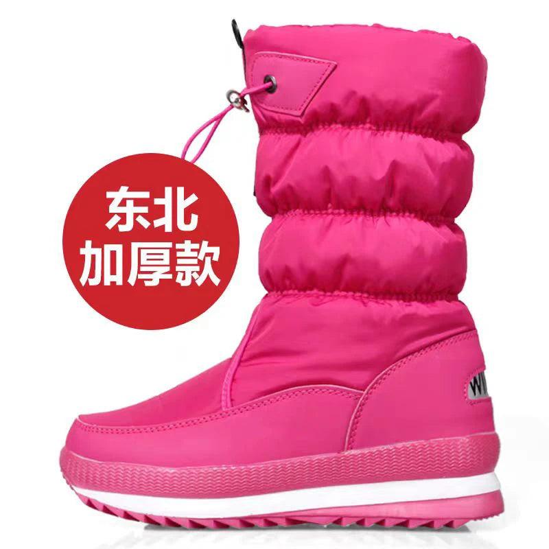 Grey women's snow boots from Corporación Turística, ground-level slip-on shoes ideal for northeastern winter conditions.