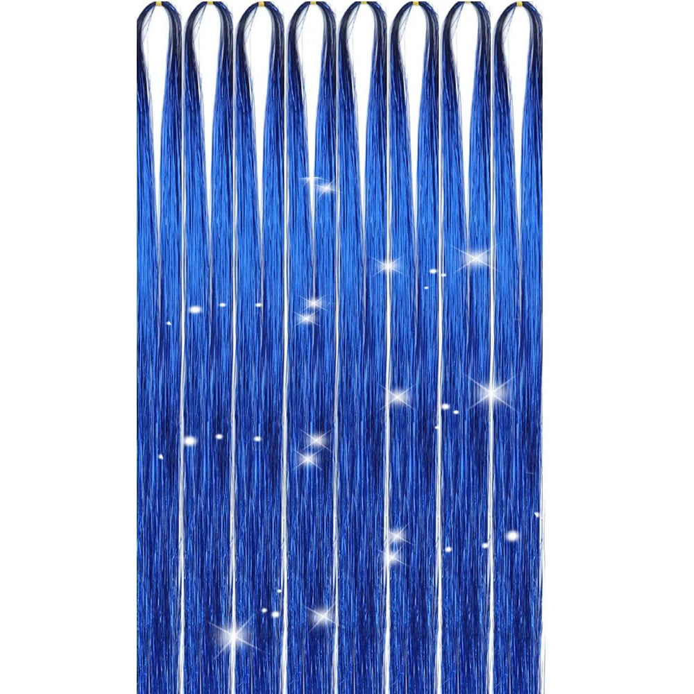 24-inch gold tinsel hair extensions by Corporación Turística, set of 6 shiny, metallic hair strands for festive styling.