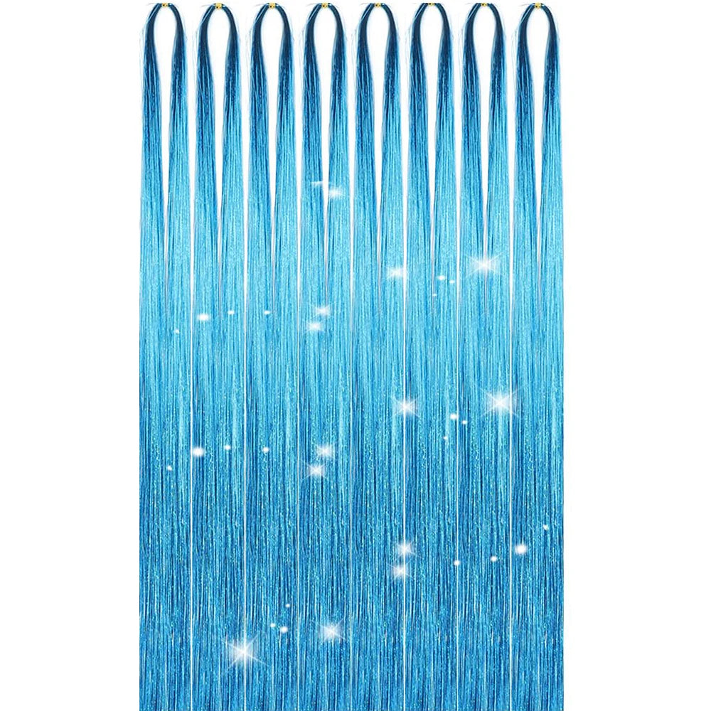 24-inch gold tinsel hair extensions kit with six pieces, shiny metallic hair extensions from Corporación Turística.