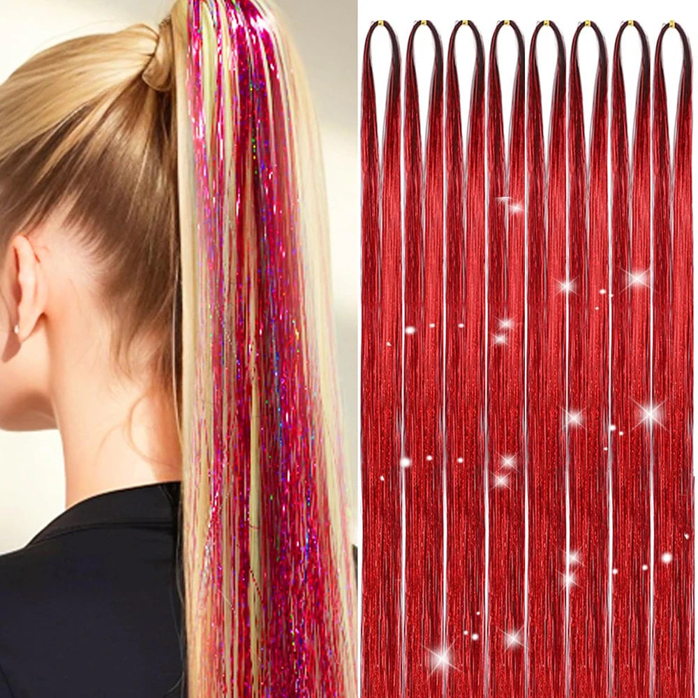 24-inch gold glitter hair extensions kit from Corporación Turística with 6 pieces for adding sparkle to hairstyles.