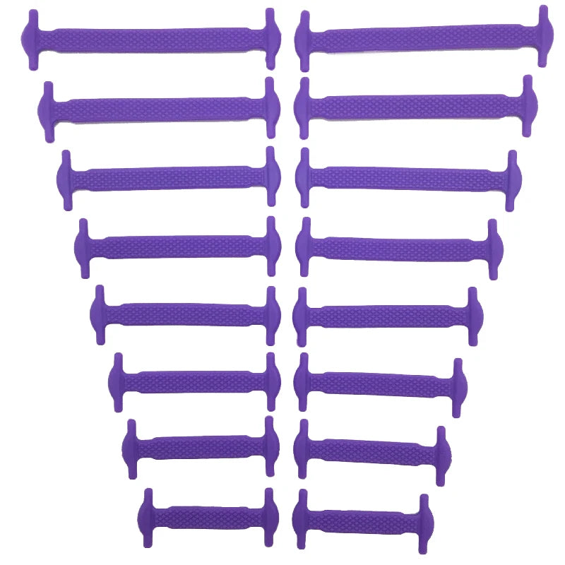 Black silicone shoelaces from COSYLEE, 7 cm elastic no-tie cords, 16 pairs, ideal for easy, secure footwear fastening.