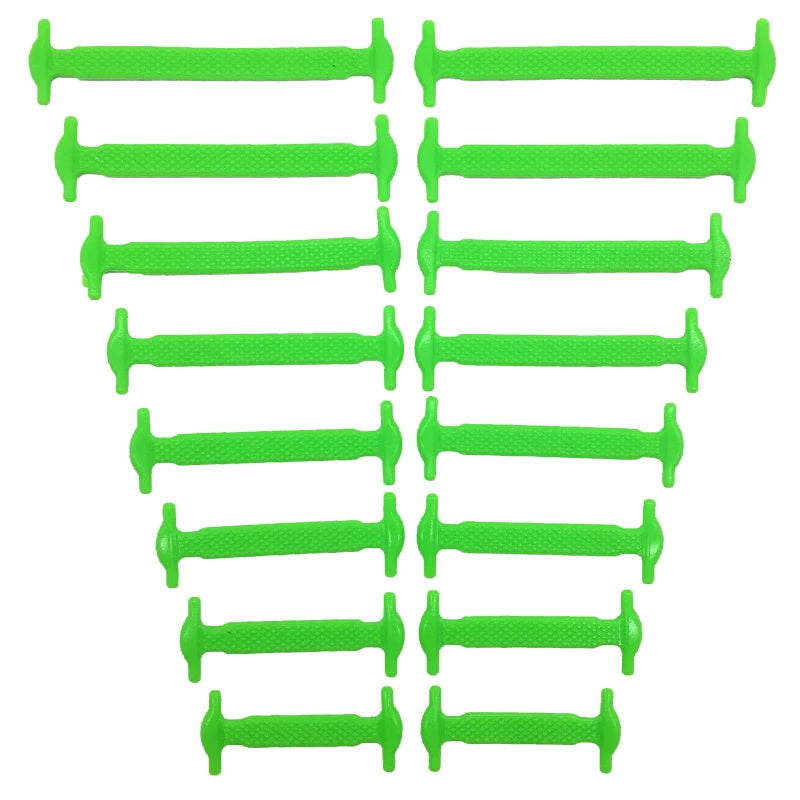 Black silicone shoelaces by COSYLEE, 7 cm elastic no-tie cords, 16 pairs for athletic and casual shoes.